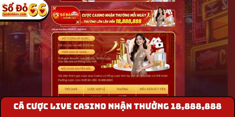 “Cá Cược Live Casino Nhận Thưởng 18,888,888” VNĐ Mỗi Ngày 2 Cá Cược Live Casino Nhận Thưởng 18,888,888
