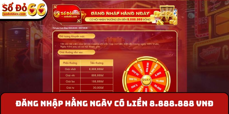 Đăng nhập hằng ngày nhận 8.888.888