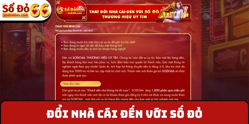 Đổi nhà cái đến với Số Đỏ